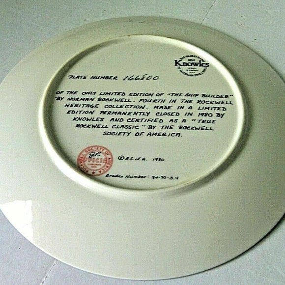 Norman Rockwell Collectible Decorative Plate Ship Builder Display Heritage Wall - Picture 2 of 16